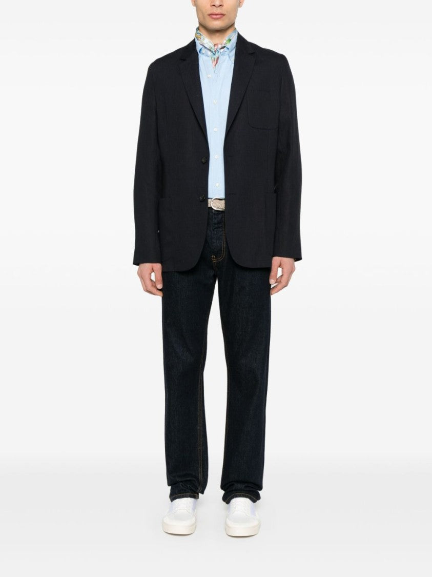 Polo Ralph Lauren Clear Blue Linen Shirt With Classic Button-Down Collar