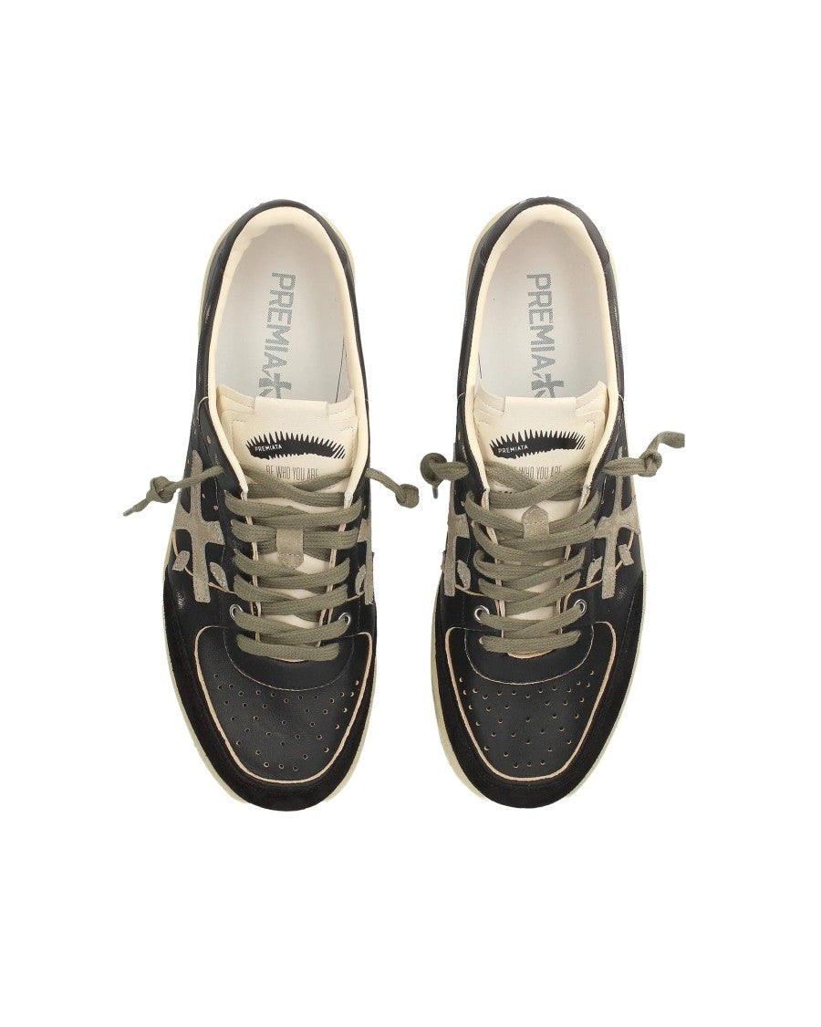 Premiata Black Bsktclay Leather Suede Sneakers
