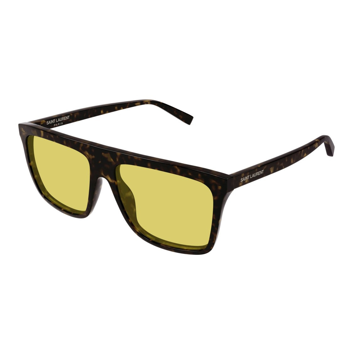 Saint Laurent Oversized Square Tortoiseshell Sunglasses With Yellow Lenses