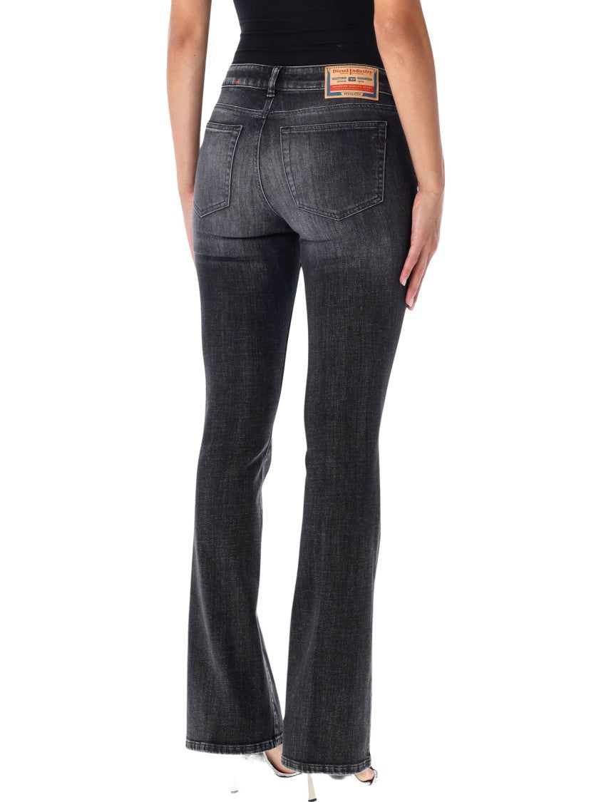 Diesel Bootcut Black Denim Jeans With Clean Finish And Contoured Waist
