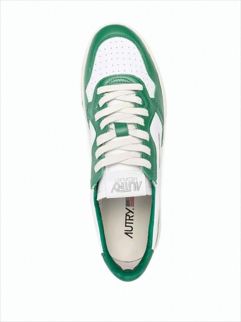 Autry Low-Top White Sneakers With Green Accents