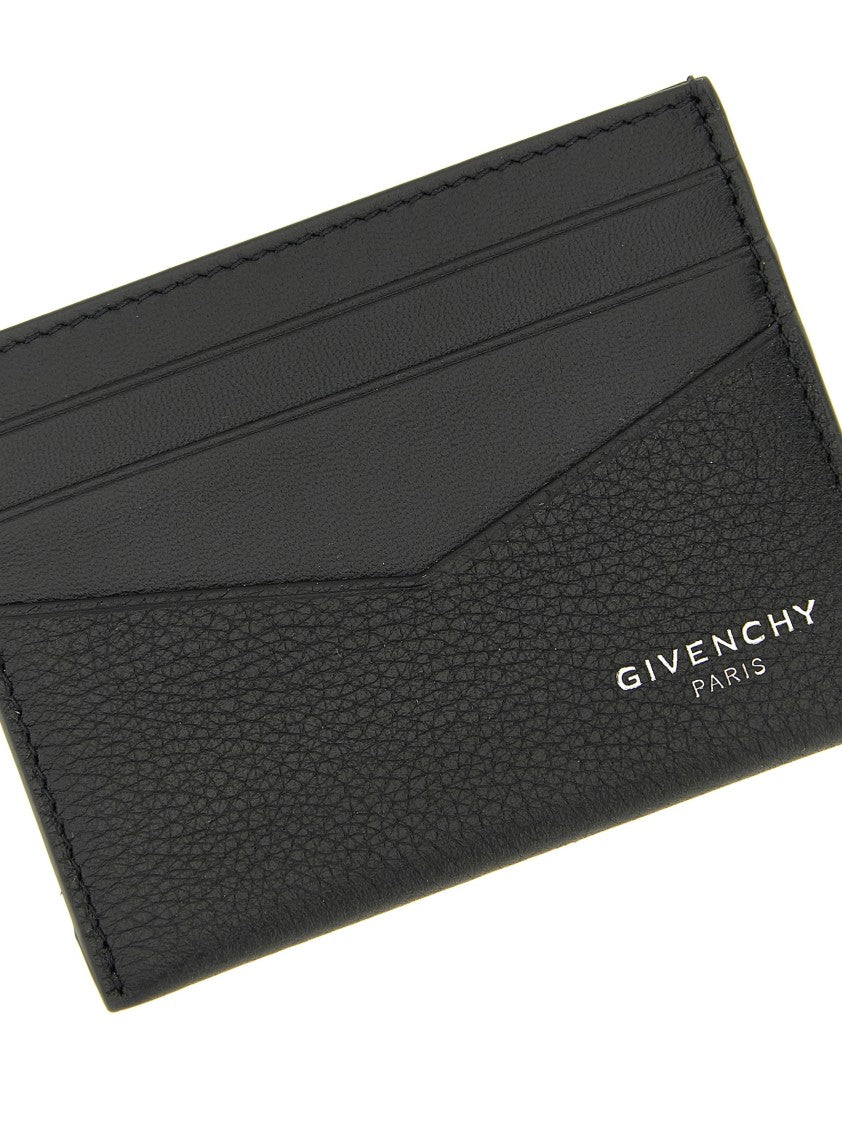 Givenchy Hammered Black Leather Cardholder With Logo Print