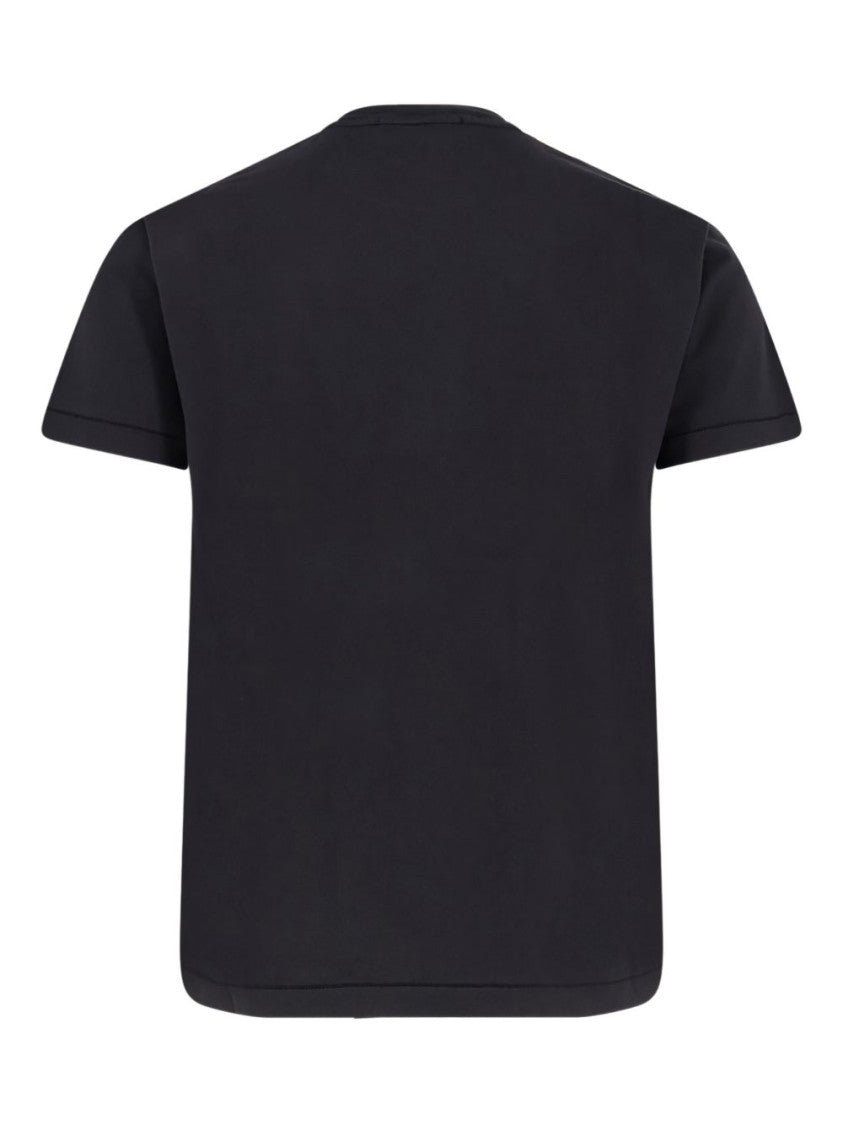 Stone Island Minimalist Black Cotton T-Shirt With Iconic Logo