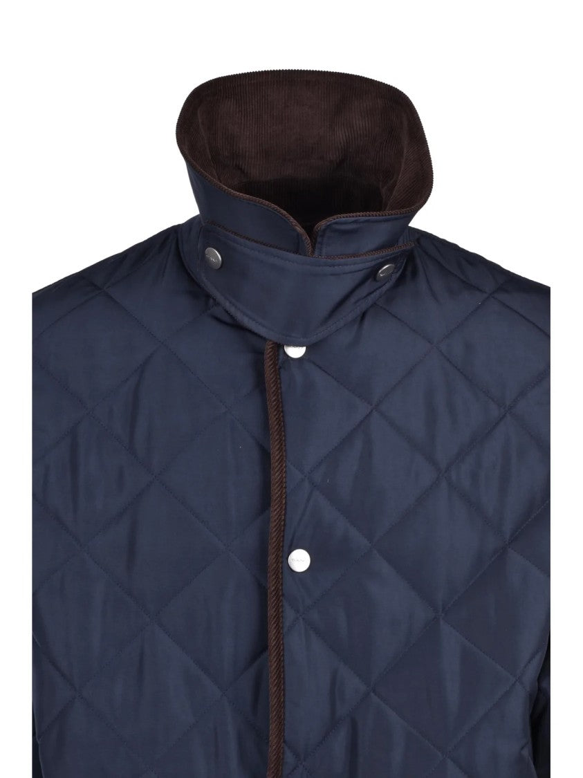 Gant Quilted Fleece Overcoat With Corduroy Trim And Snap Closure