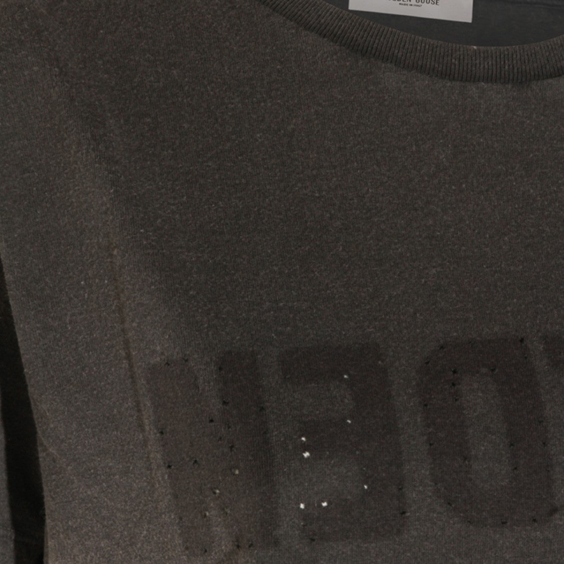 Golden Goose Anthracite Cotton T-Shirt With Subtle Lettering Print