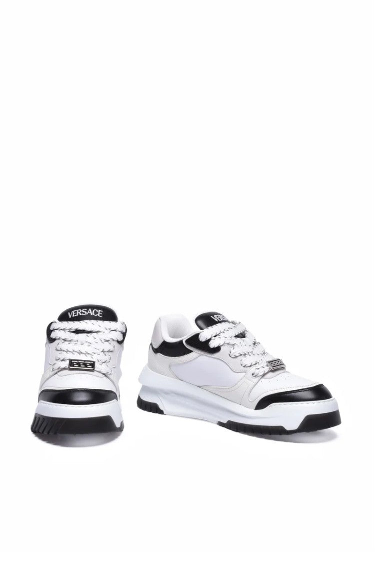 Versace Collection Leather Sneakers With Laces - White/Black