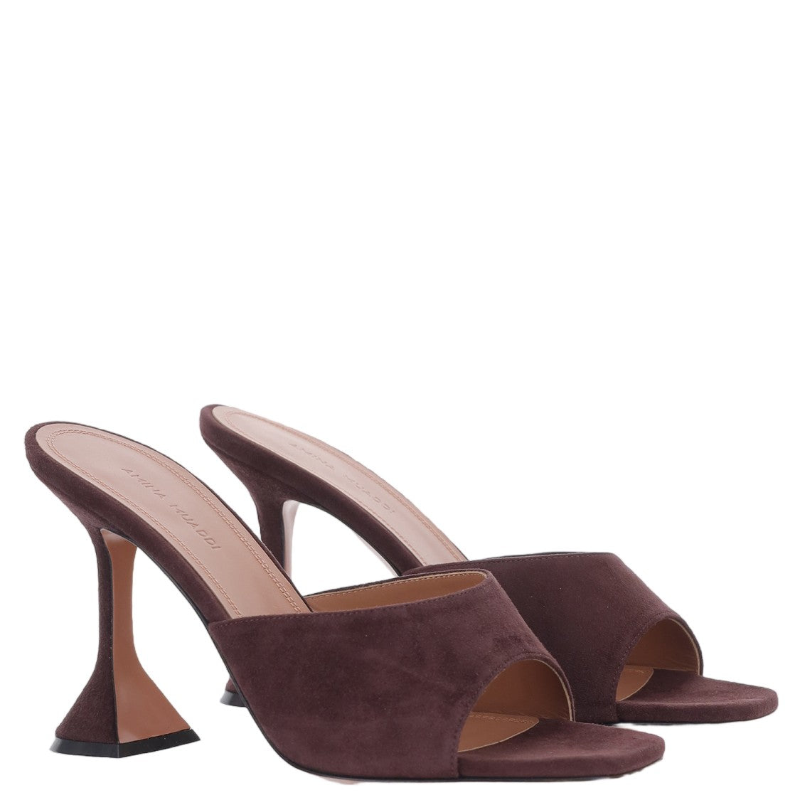Amina Muaddi Bordeaux Lupita Suede Sandals