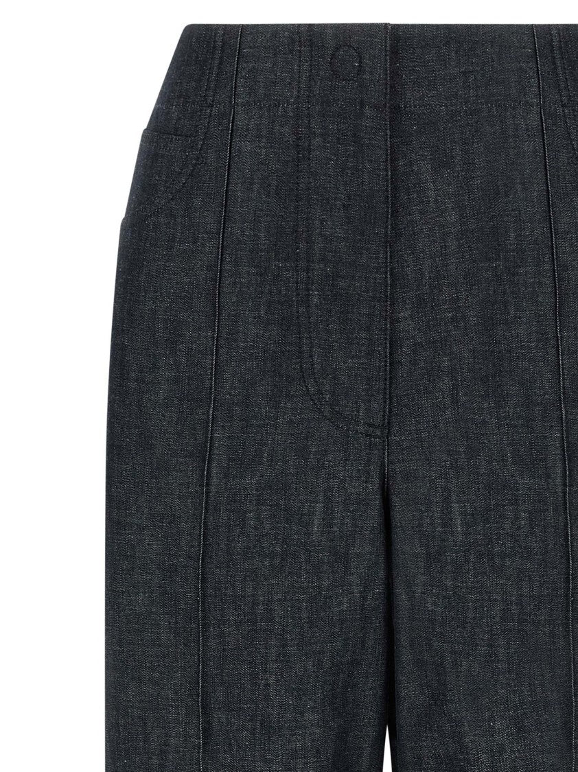 Fendi 'Roma' Patch Wide-Leg Denim Chambray Jeans