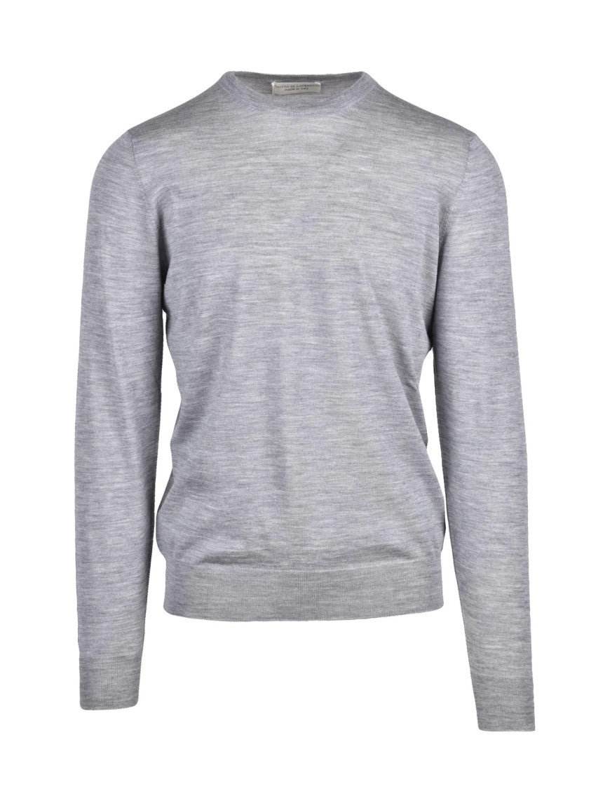 Filippo De Laurentiis Merino Wool Crew Neck Sweater With Ribbed Cuffs And Timeless Silhouette