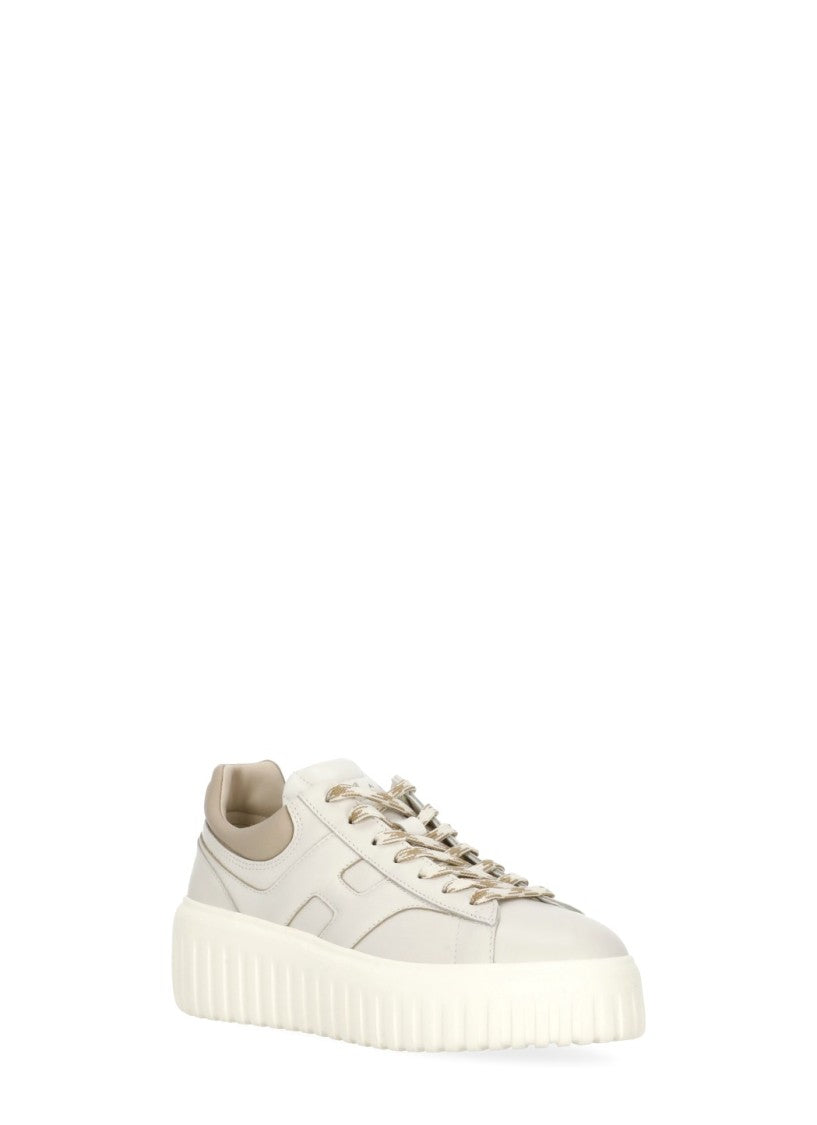 Hogan Ivory H-Stripes Leather Sneakers