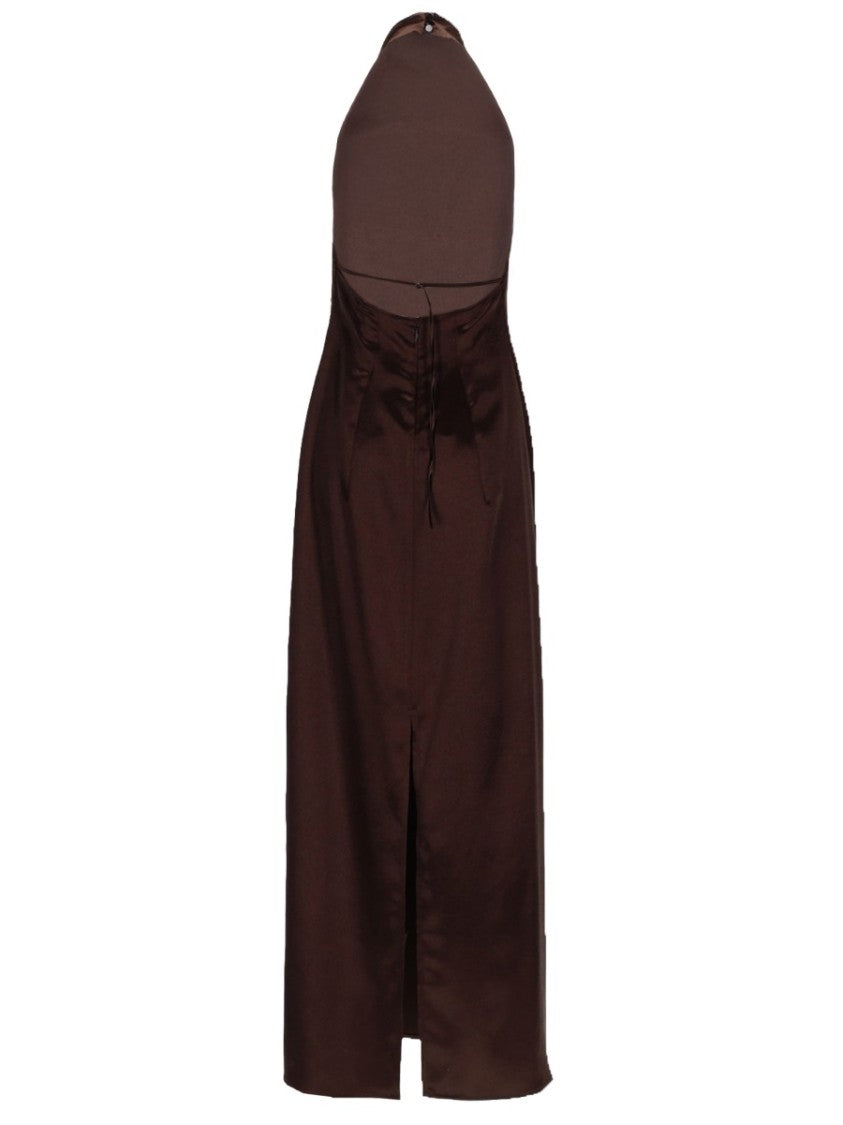 Alysi Neutrals Halter Floor Length Dress