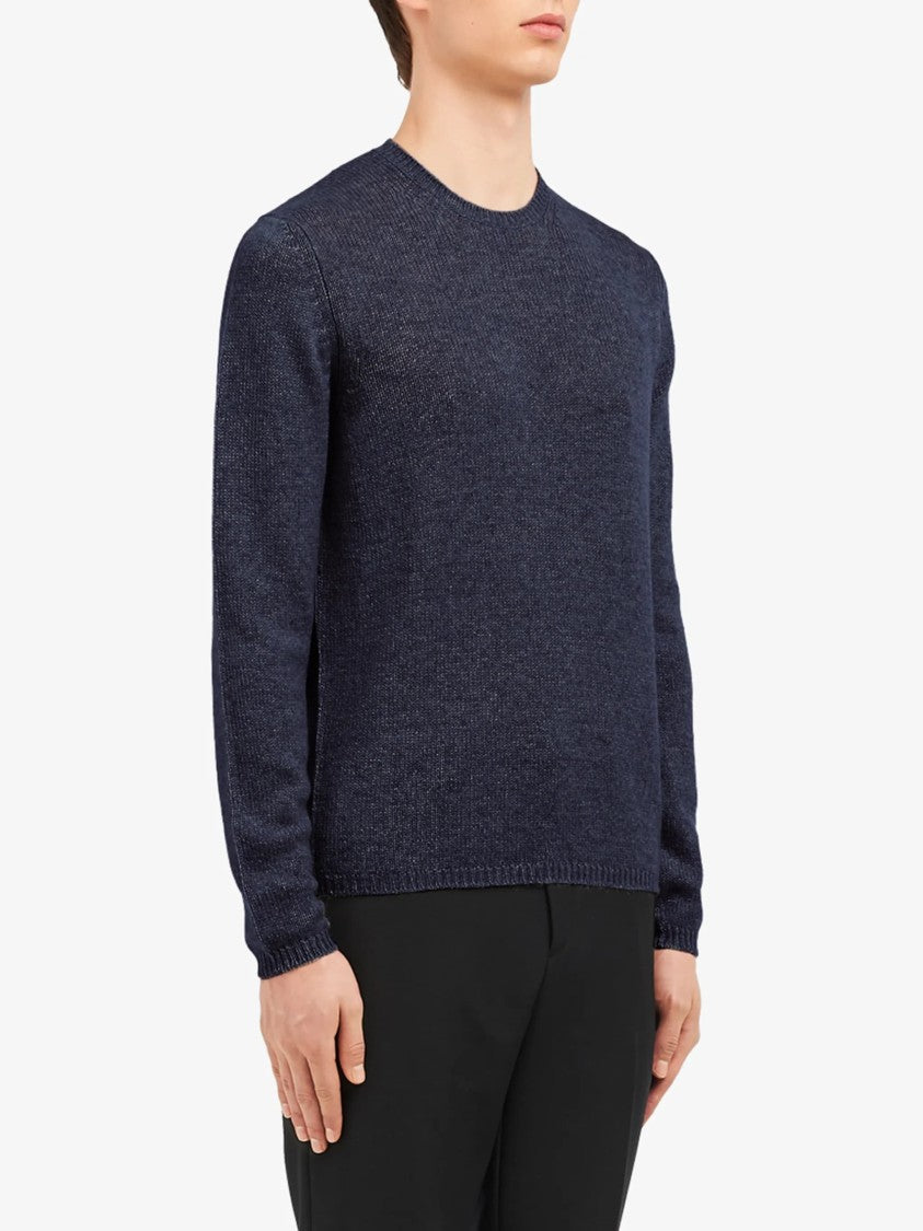 Prada Navy Crew Neck Cashmere Sweater