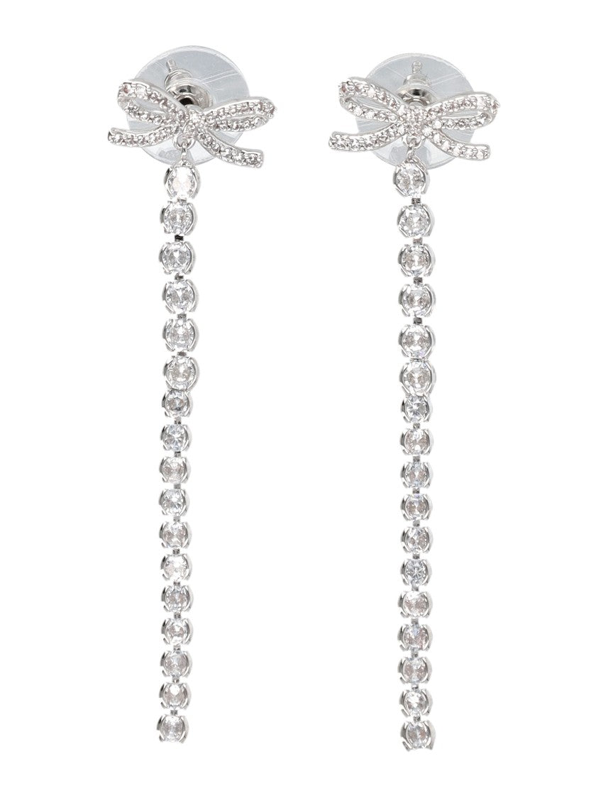 Self-Portrait Crystal Bow Droplet Earrings