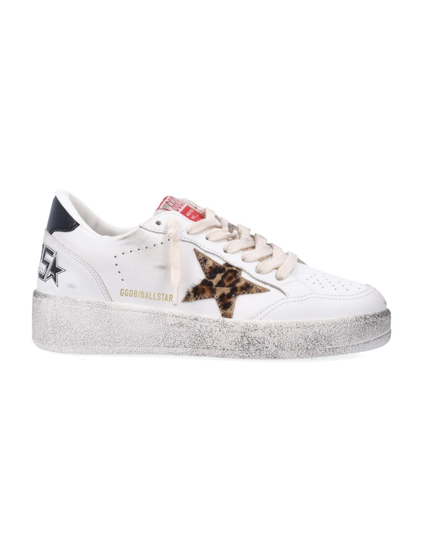 Golden Goose Vintage-Inspired Ball Star Sneakers With Leopard Print Star