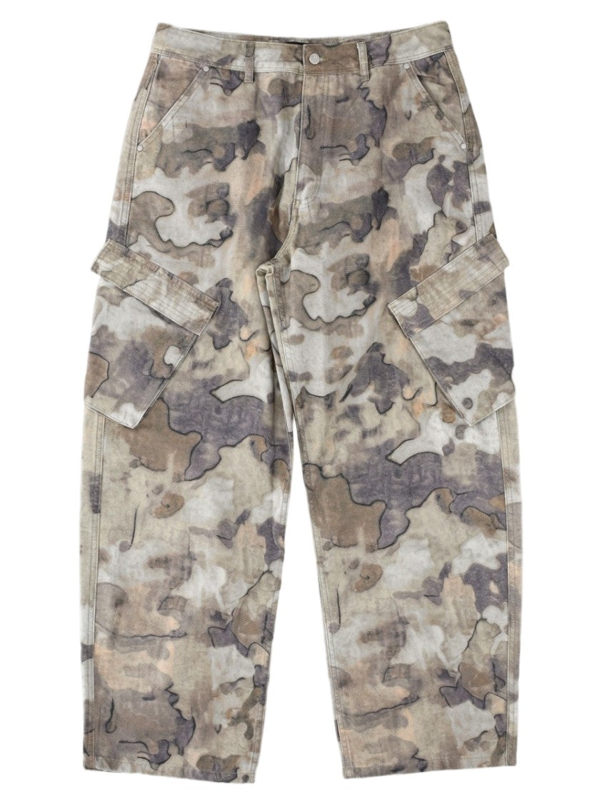 Represent Military Green Loose-Fit Cargo Cotton Pants