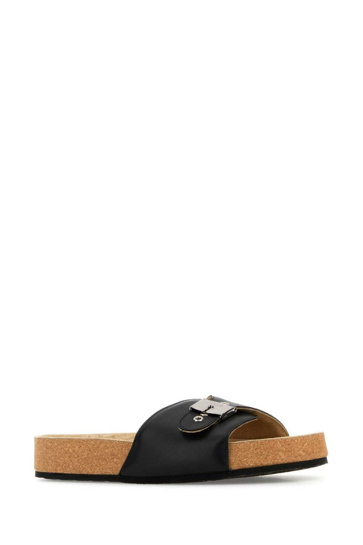 Balenciaga Black Leather Sholl Slippers