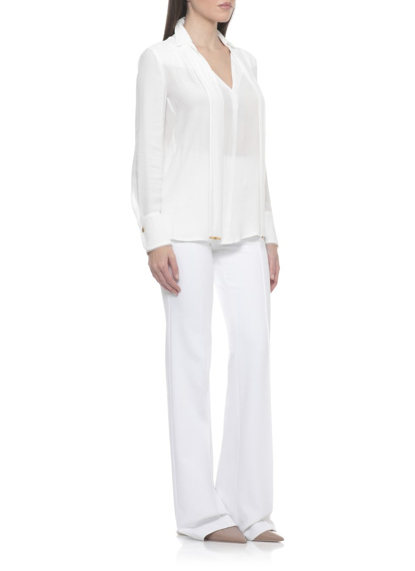 Elisabetta Franchi Ivory Viscose V-Neck Blouse
