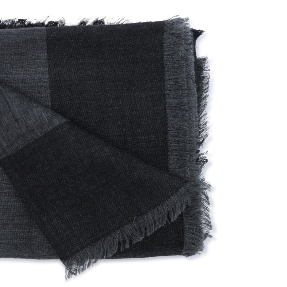 Saint Laurent Black Wool-Silk Fringed Scarf