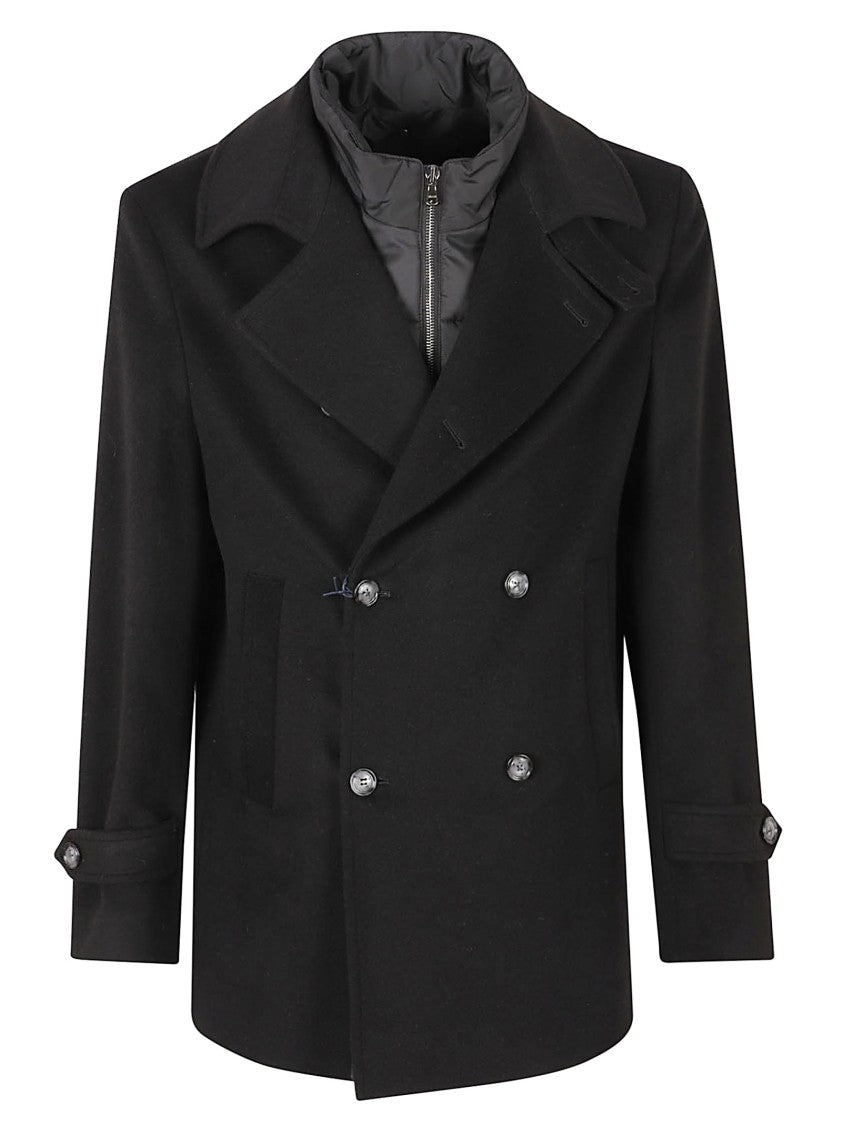 Barba Double-Breasted Structured Coat With Wide Lapel Collar
