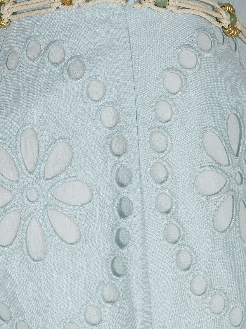 Zimmermann Fitted Midi Skirt With Scalloped Embroidery