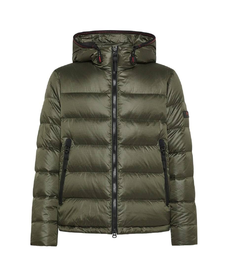 Peuterey Green Ripstop Nylon Down Jacket With Quilted Design
