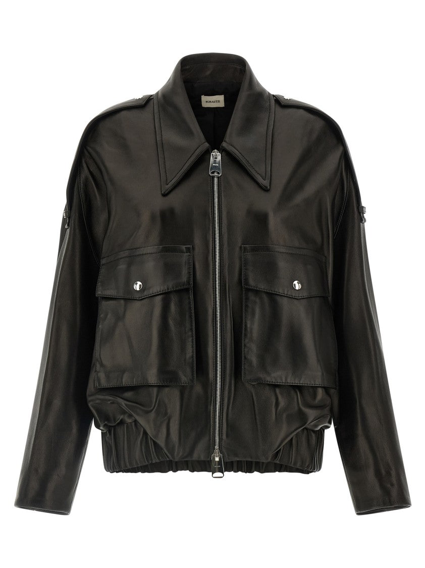 Khaite Plongé Leather Blouson Jacket With Silky Cupro Lining