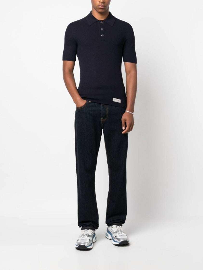 Balmain Logo-Patch Wool Polo Shirt