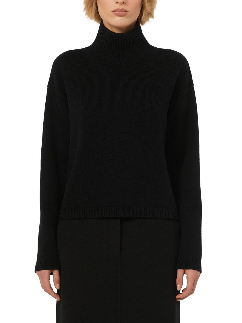 Max Mara High Mock Neck Black Sweater