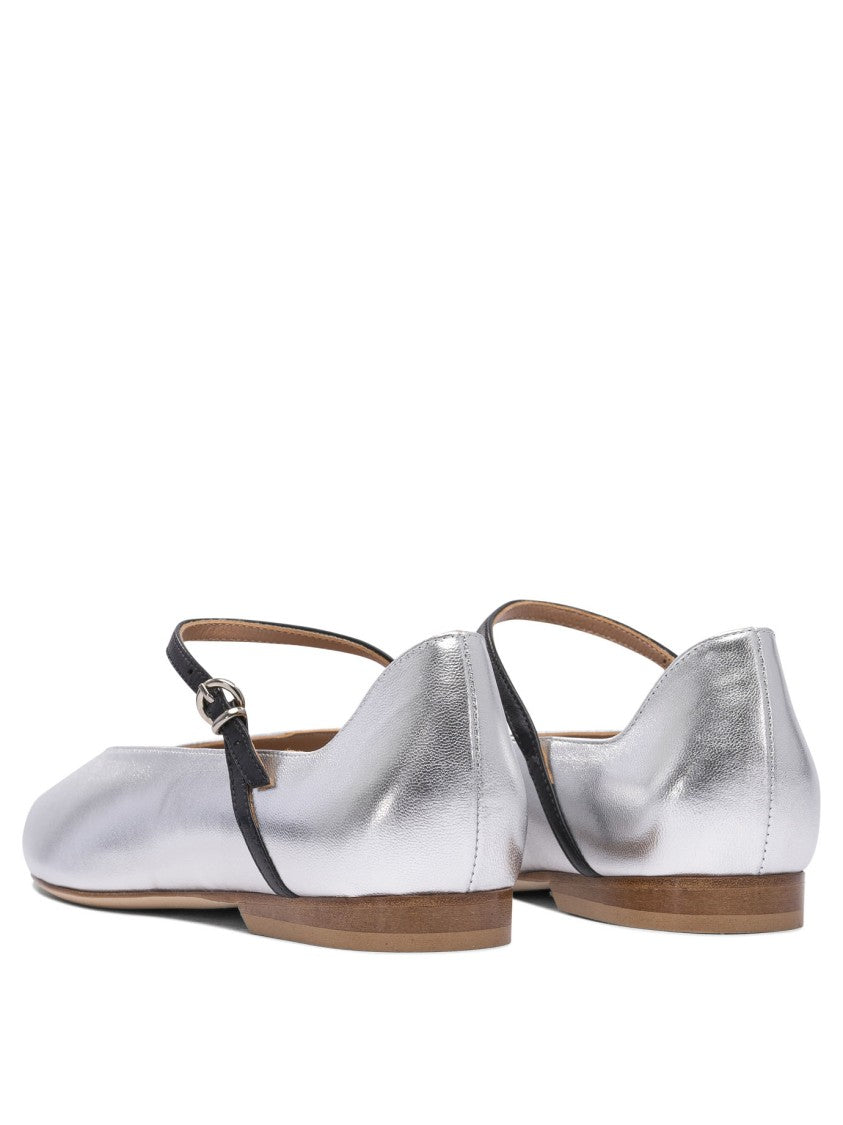 Lella Baldi Pointed Toe Ballerinas With Ankle Strap