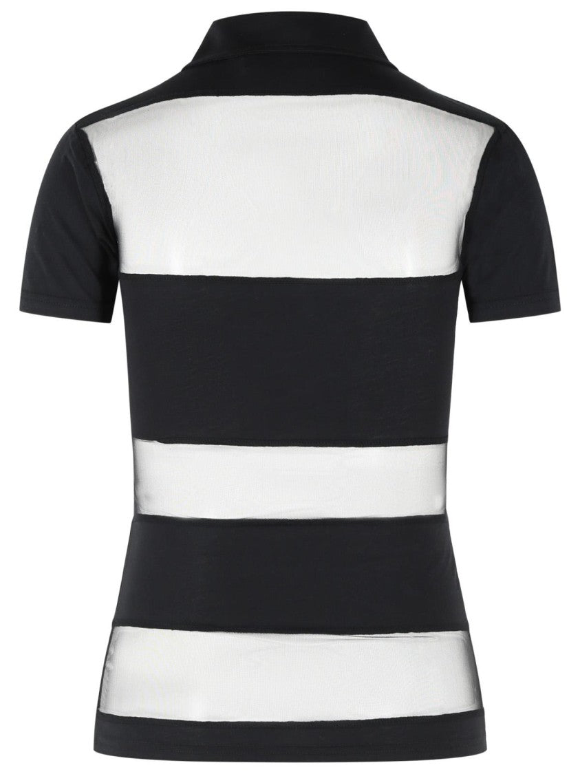 Coperni 'Striped' Black Cotton Blend Polo Shirt