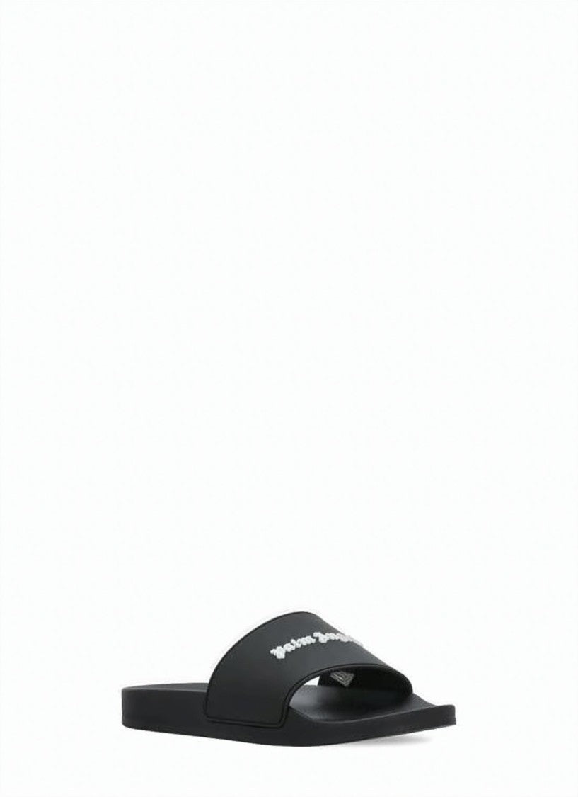 Palm Angels Minimalist Black Slide Sandal With Gothic Branding