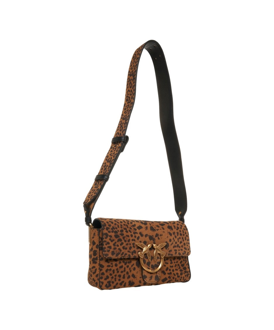 Pinko Slouchy Animal Print Crossbody Bag