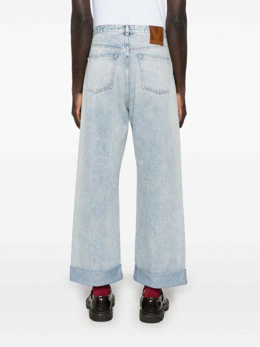 Valentino Light Blue Wide-Leg Jeans