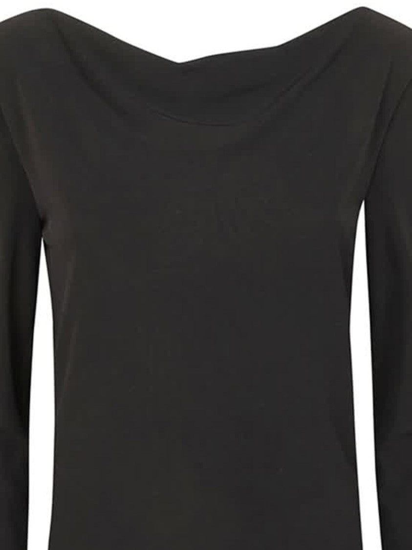 Alberta Ferretti Black Maglietta Draped Viscose Sweater