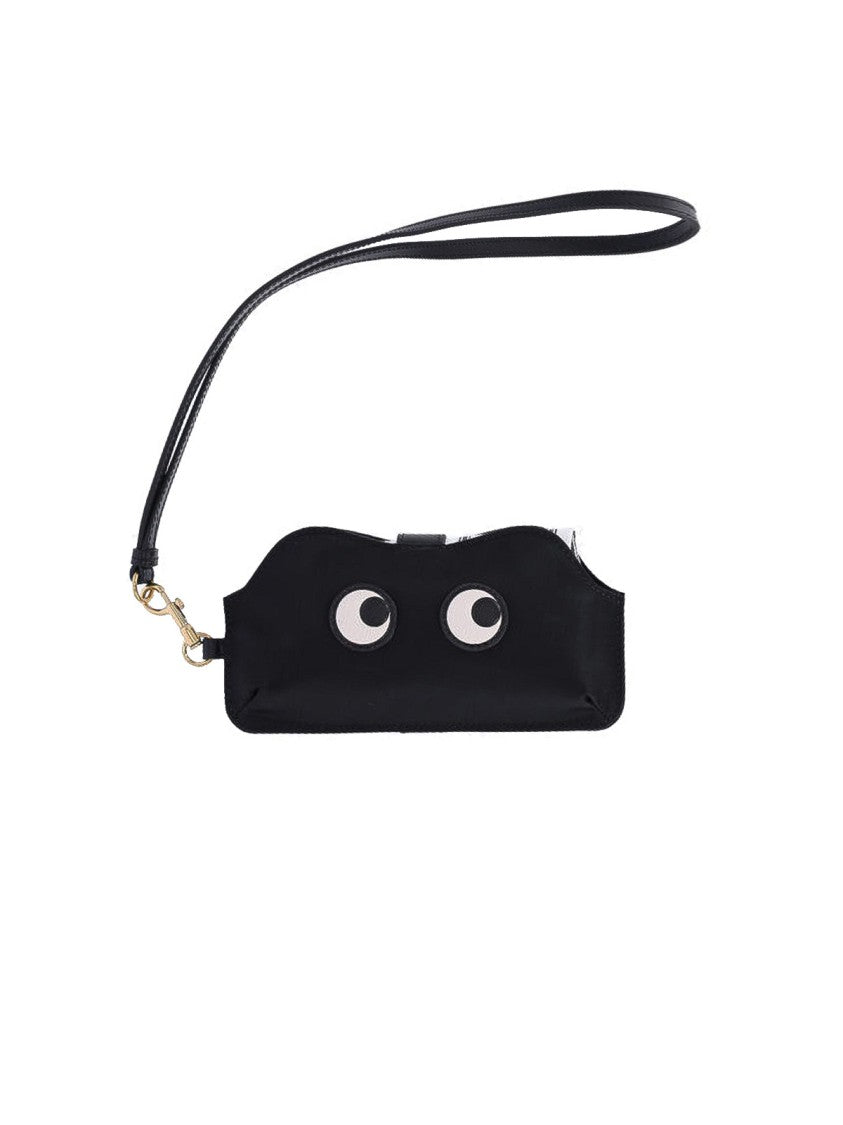 Anya Hindmarch Black Nylon Eyewear Case With Leather Accents