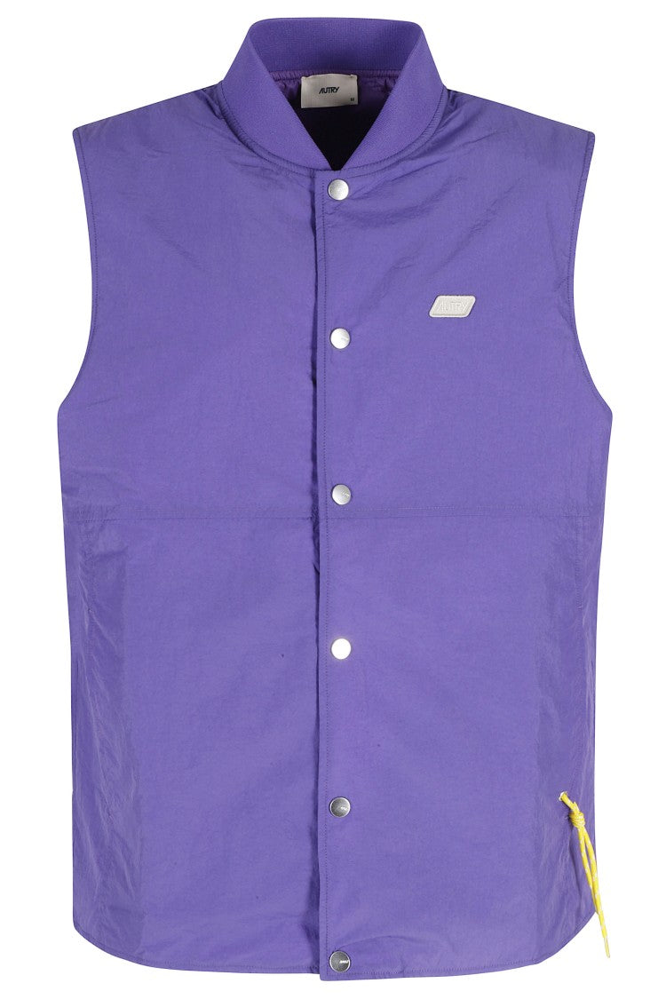 Autry Purple Bomber-Neck Drawstring Polyamide Vest