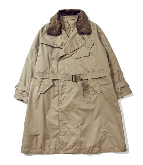 Engineered Garments Double-Breasted Long Coat With Plush Fur Collar