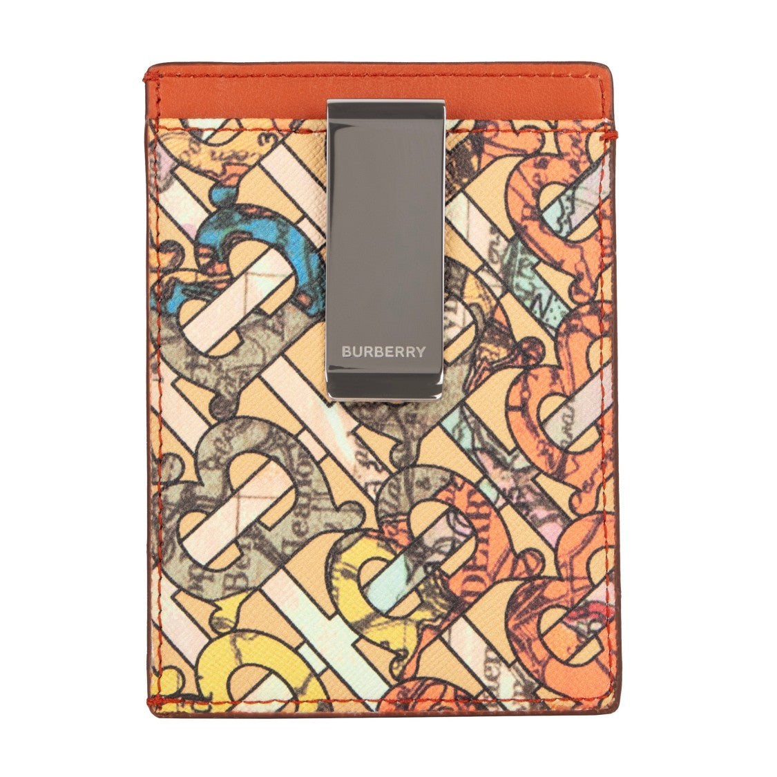 Burberry Multicoloured Card Case With Tb Monogram And Map Print