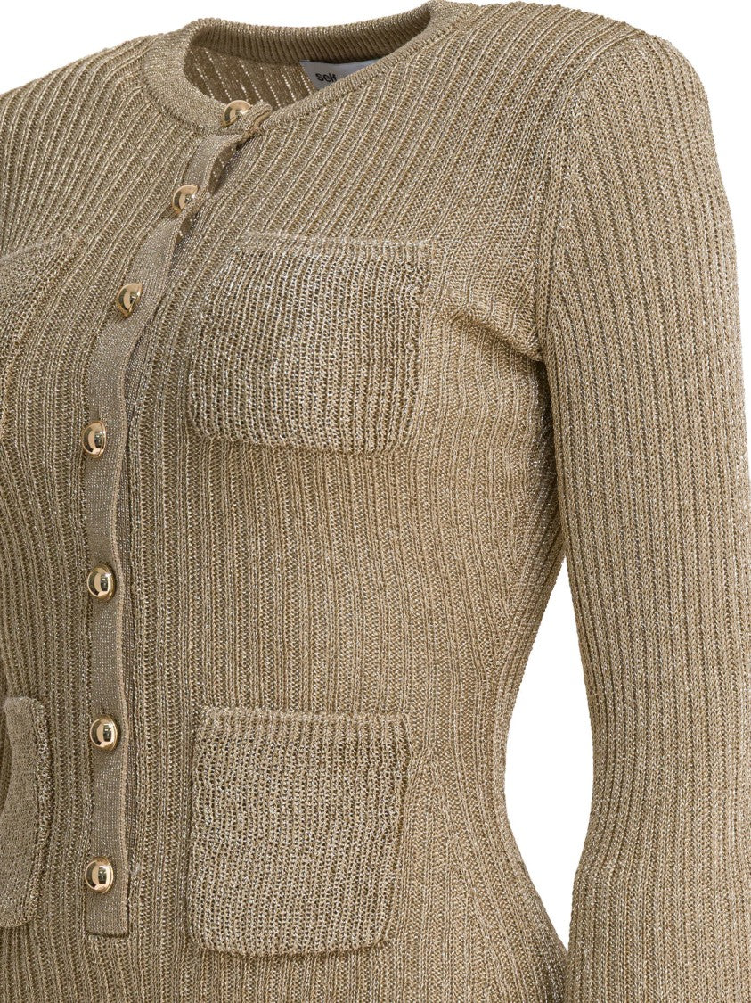 Self-Portrait Short Lurex Knit Dress