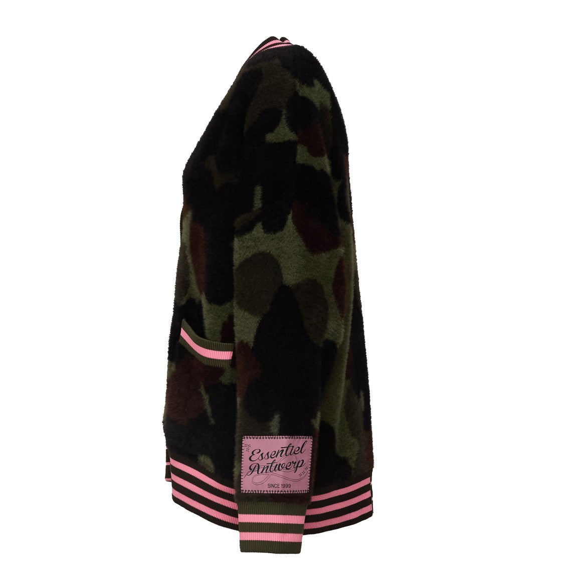 Essentiel Antwerp Kamoo Camouflage Pattern V-Neck Cardigan