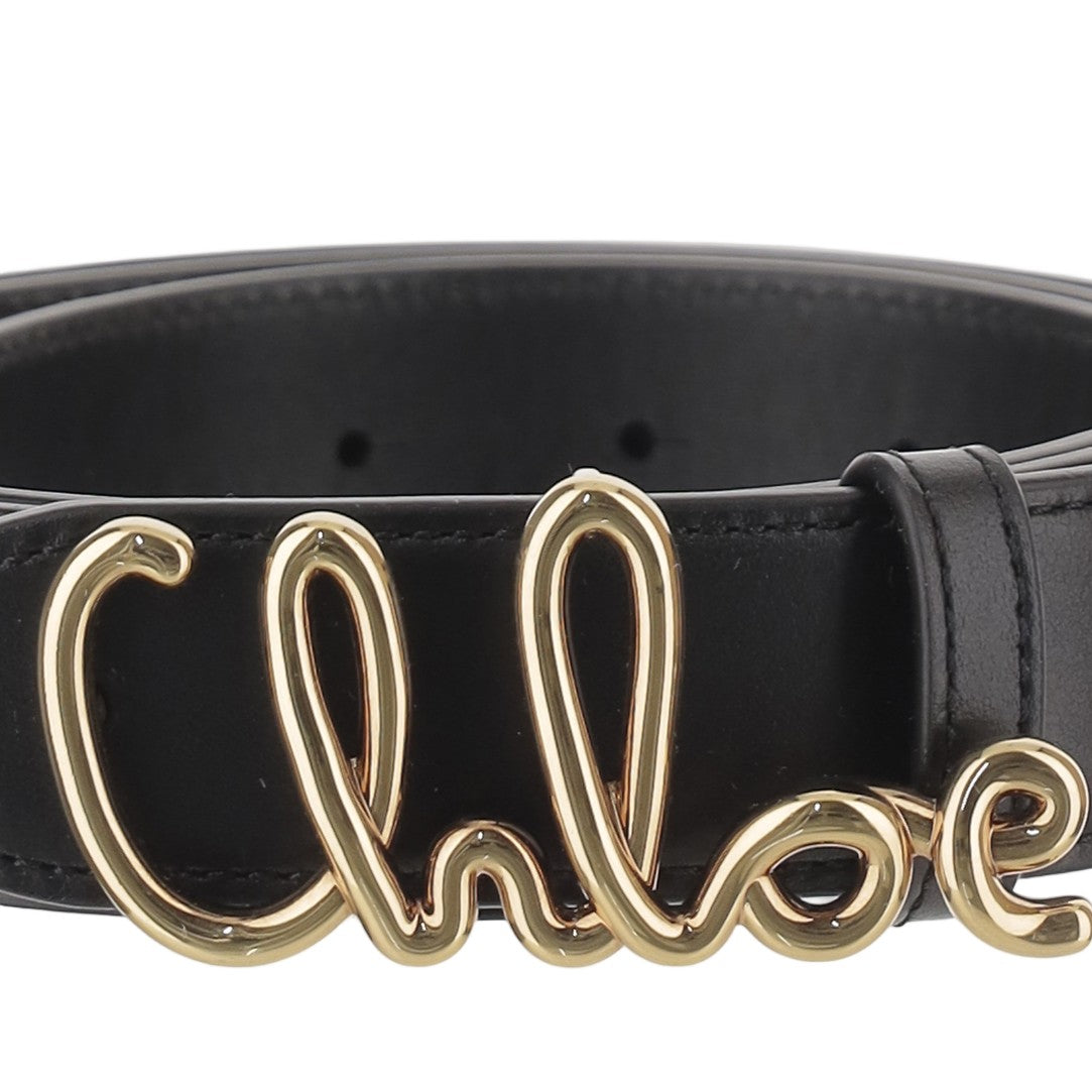 Chloé Calfskin Leather Belt With Removable Golden Brass Buckle