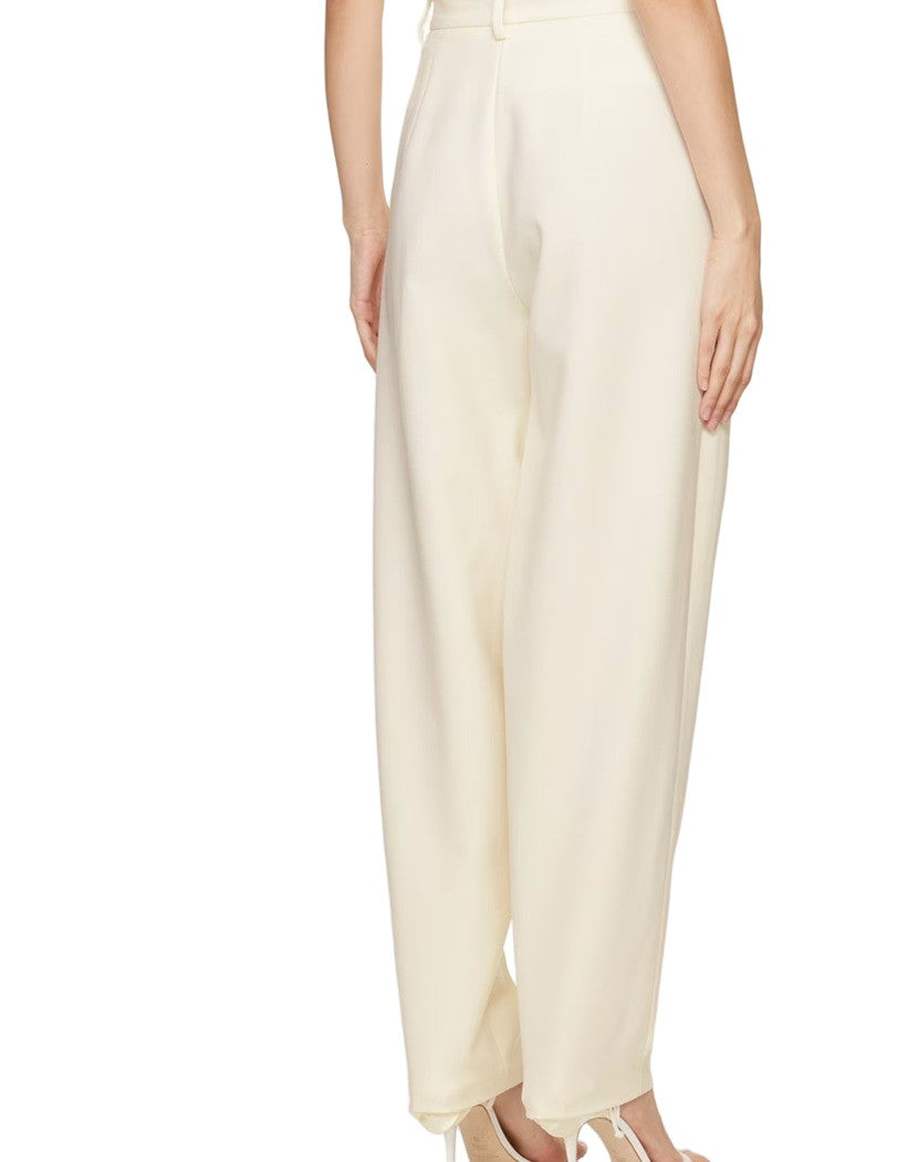 Magda Butrym High-Waisted Cream Wool Tapered Pants