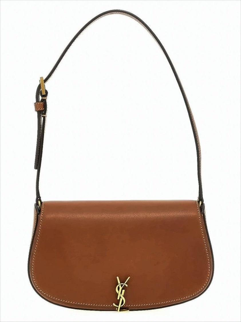 Saint Laurent Structured Calf Leather Shoulder Bag With Adjustable Strap