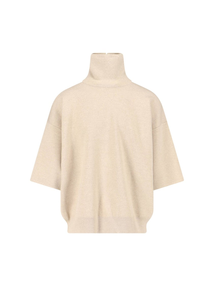 Fear Of God Turtleneck Sweater In Beige Virgin Wool Dropped Shoulders