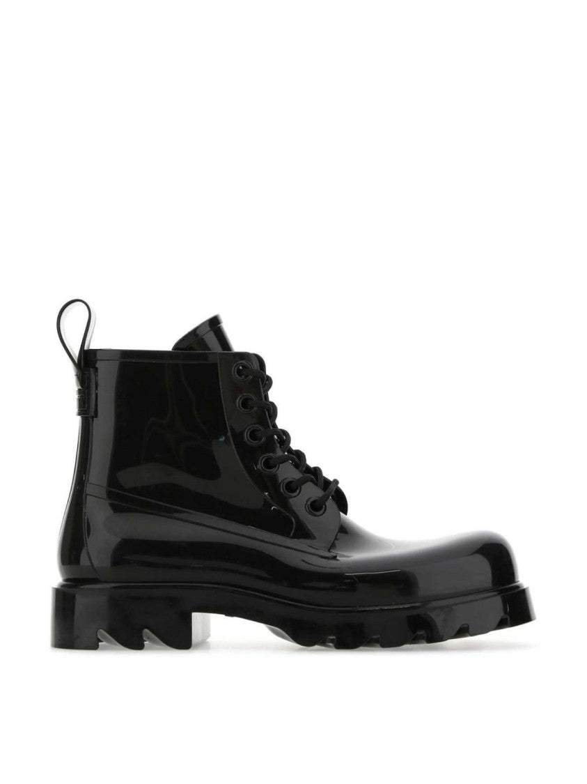 Bottega Veneta Round Toe Lace-Up Combat Boots
