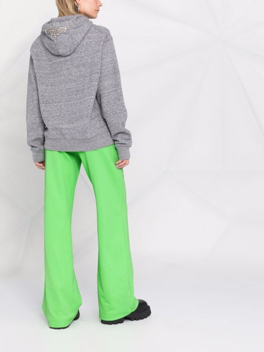 Dsquared2 Heather Grey Truck-Print Hoodie With Rhinestone Detail