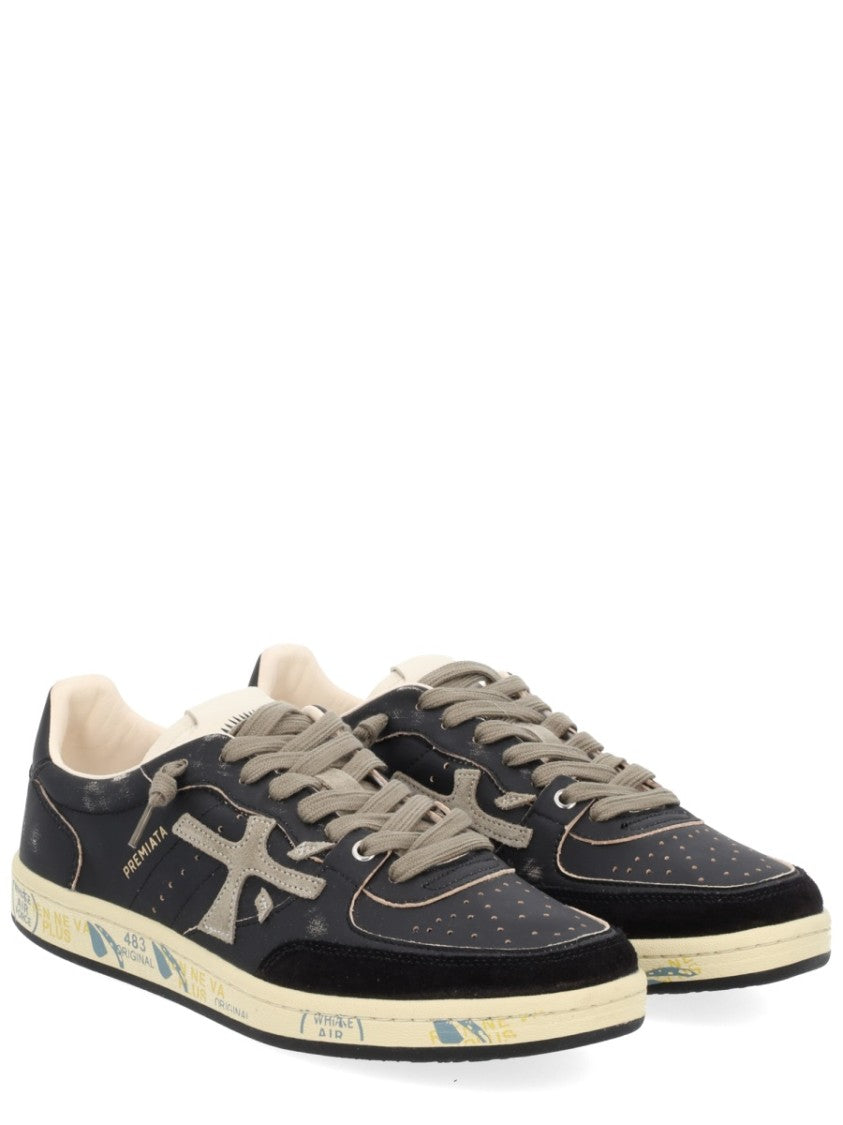 Premiata Perforated Low-Top Sneakers With Contrasting Logo Detail