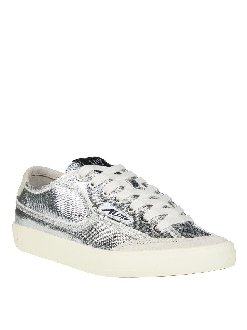 Autry Metallic Silver Windscape Low Rubber Sole Sneakers