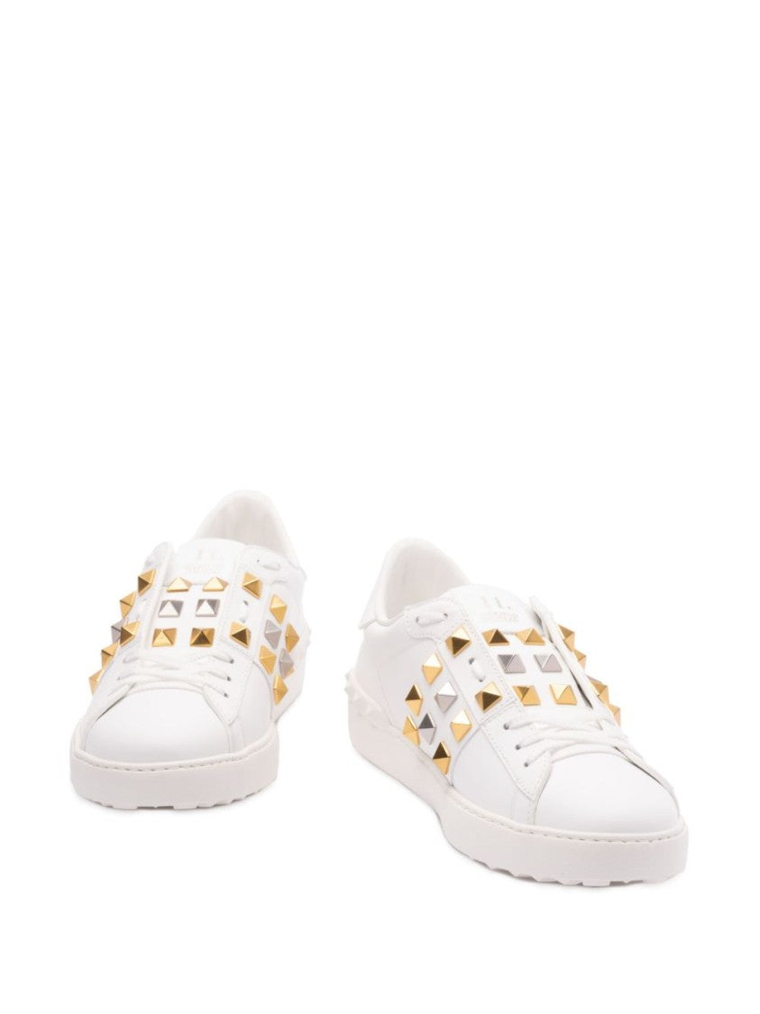 Valentino White Sneakers With Metallic Pyramid Studs