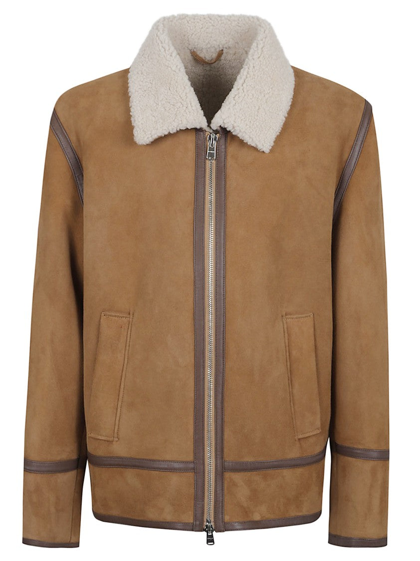 Dondup Tan Lamb Leather Jacket